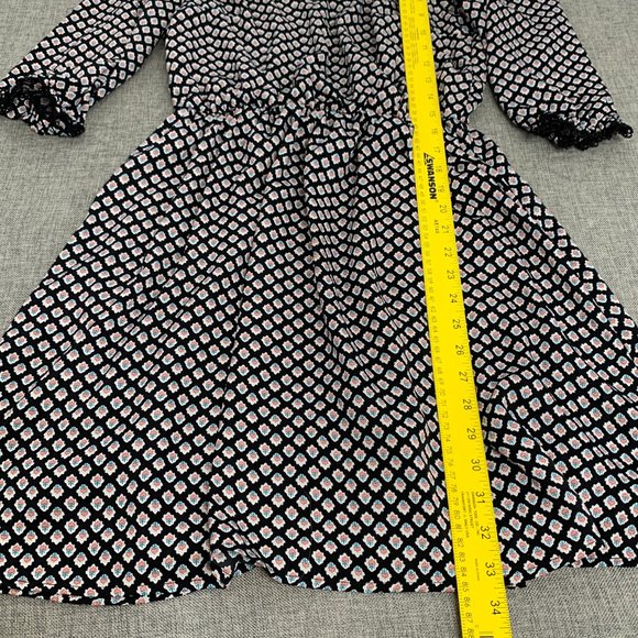 Altar'd State Floral Dress Elastic Cinched Waist Small Mid Sleeve Crochet Detail - Picture 5 of 15